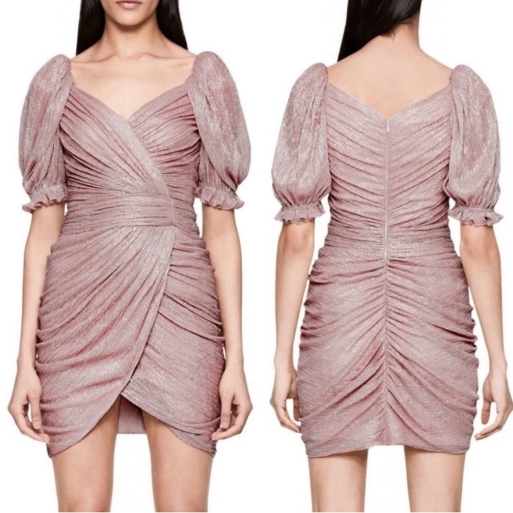 Johnathon Simkai pink metallic draped mini dress sz 2 like new